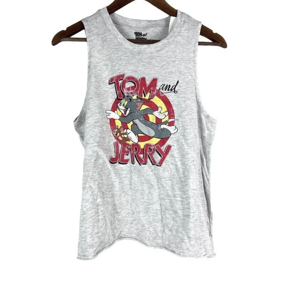 NEW Tom & Jerry Cartoon Retro Graphic Tank Top Shirt Womens Large Cotton Blend - Picture 1 of 4